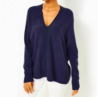 Shop Lilly Pulitzer Sevie Sweater In Low Tide Navy In Blue