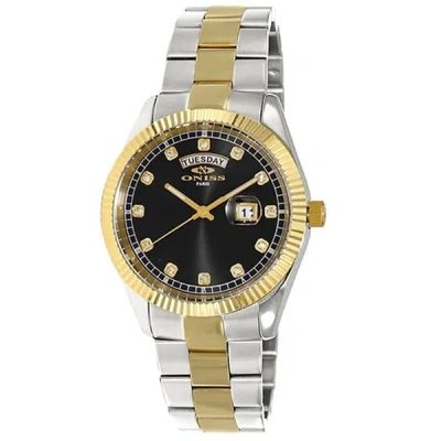 Shop Oniss Men's Admiral Black Dial Watch In Gold