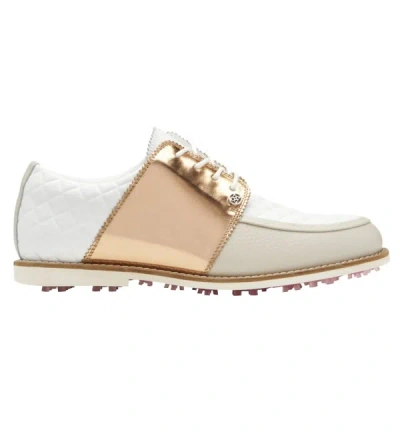 Shop G/fore Women's Quilted Gallivanter Golf Shoes In Rose Gold In White