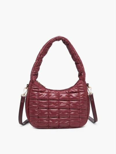 Shop Jen & Co. Arden Nylon Puffer Purse Shoulder Bag In Merlot In Red
