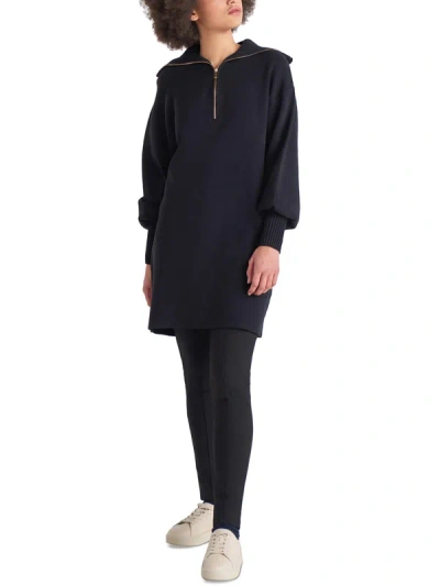 Shop Black Tape Womens Zip Neck Mini Sweaterdress In Black