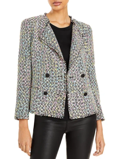Shop Emporio Armani Womens Tweed Fringe Two-button Blazer In Multi