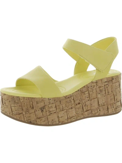Shop Sarto Franco Sarto Demi Womens Leather Ankle Strap Platform Sandals In Yellow