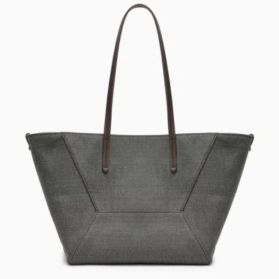 Shop Brunello Cucinelli | Grey Shopper Bag In Cotton And Linen
