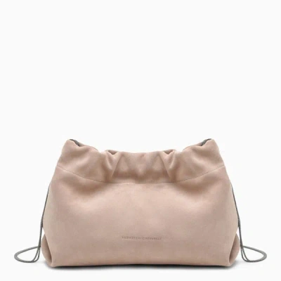 Shop Brunello Cucinelli | Soft Sand-coloured Suede Bag In Beige