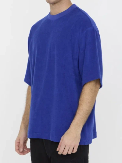 Shop Burberry Cotton Terry T-shirt In Blue