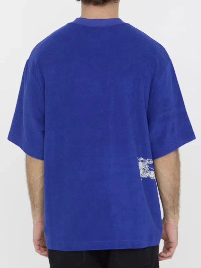 Shop Burberry Cotton Terry T-shirt In Blue