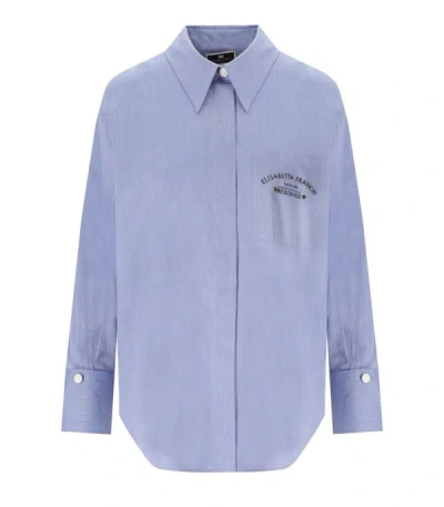 Shop Elisabetta Franchi Light Blue Oxford Shirt
