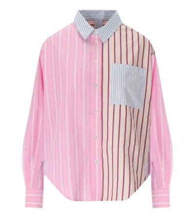 Shop Essentiel Antwerp Famille Multicolored Patchwork Shirt In Pink