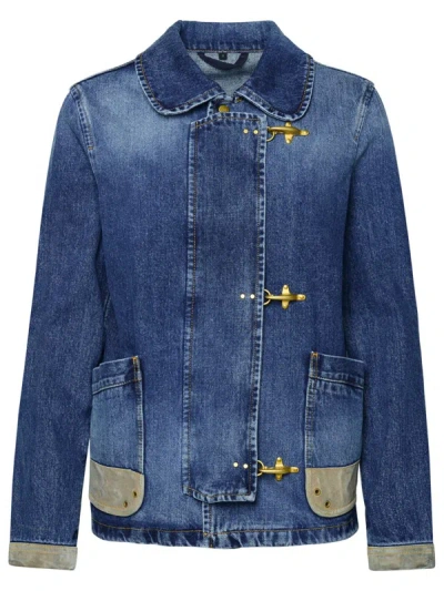 Shop Fay '3 Ganci' Blue Cotton Jacket