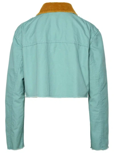 Shop Fay 2 Ganci' Turquoise Cotton Jacket In Green