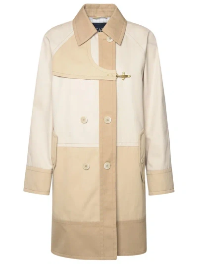 Shop Fay Double-breasted Trench Coat In Beige Cotton Blend