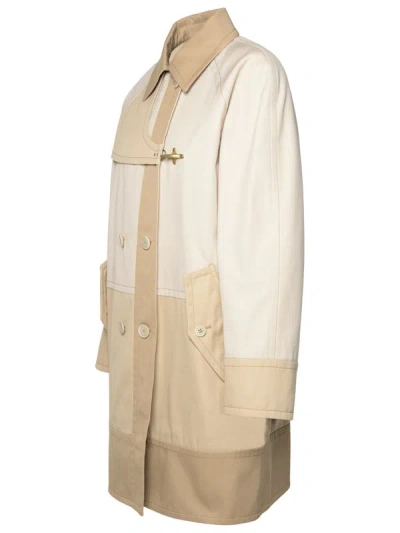 Shop Fay Double-breasted Trench Coat In Beige Cotton Blend
