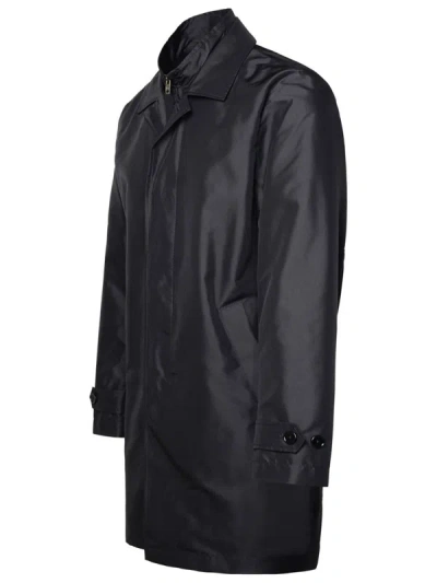 Shop Fay 'morning' Navy Polyester Trench Coat