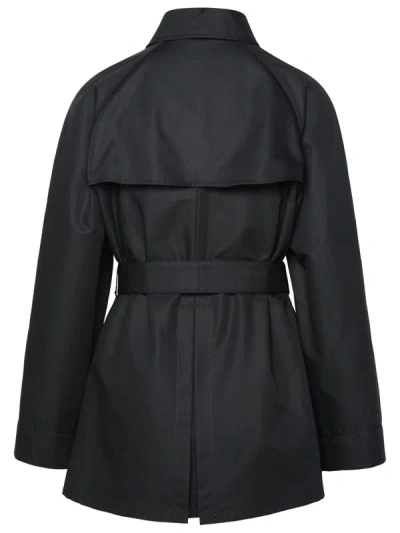 Shop Fay Double-breasted Short Black Cotton Trench Coat