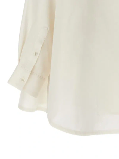 Shop Sacai Overlapping Shirt Silk Dress In White