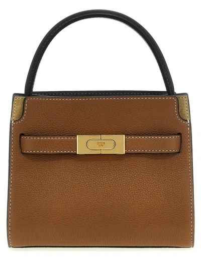 Shop Tory Burch 'lee Radziwill Pebbled Petite Double' Hand Bag In Brown