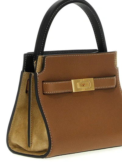 Shop Tory Burch 'lee Radziwill Pebbled Petite Double' Hand Bag In Brown