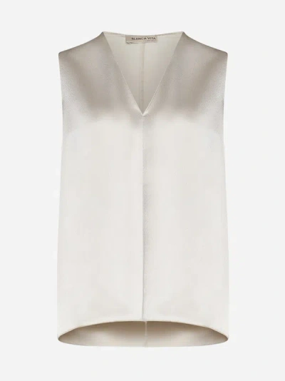 Shop Blanca Vita Tropeche Satin Top In Ivory