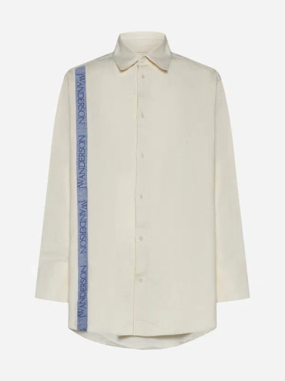 Shop Jw Anderson Linen And Cotton Oversized Shirt In Off White