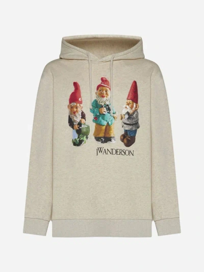 Shop Jw Anderson Gnome Trio Cotton Hoodie In Oatmeal Melange