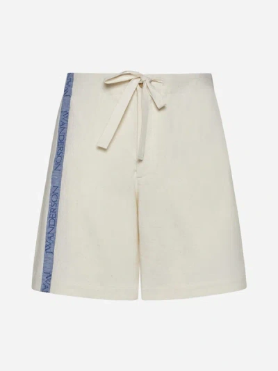 Shop Jw Anderson Linen And Cotton Shorts In Off White