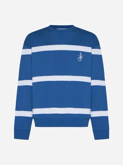 Shop Jw Anderson Striped Cotton Sweatshirt In Blue,white
