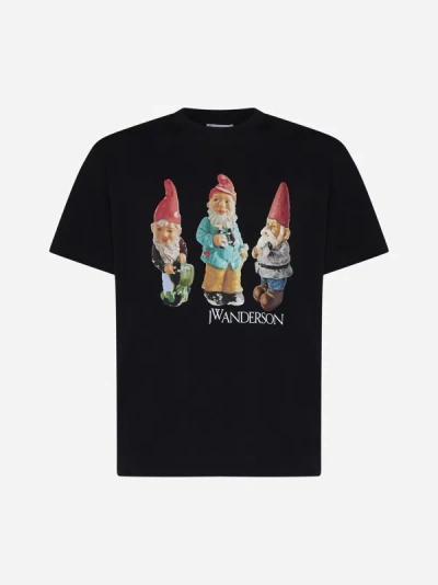 Shop Jw Anderson Gnome Trio Cotton T-shirt In Black
