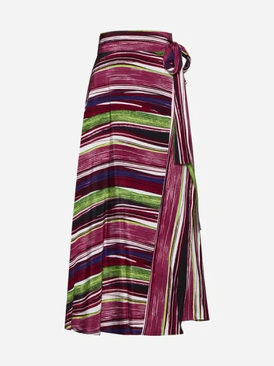 Shop Diane Von Furstenberg Rebekah Print Viscose Wrap Skirt In Multicolor