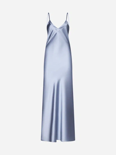 Shop Blanca Vita Arcitium Satin Long Slip Dress In Light Blue