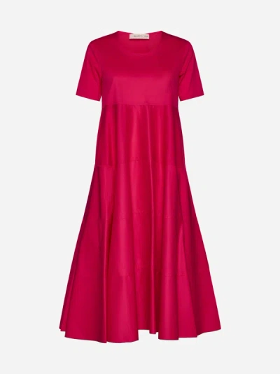 Shop Blanca Vita Arabide Cotton-blend Midi Dress In Strawberry