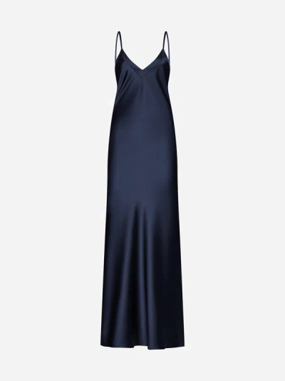 Shop Blanca Vita Arcitium Satin Long Slip Dress In Navy