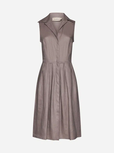 Shop Blanca Vita Ansellia Linen Shirt Dress In Dove,grey