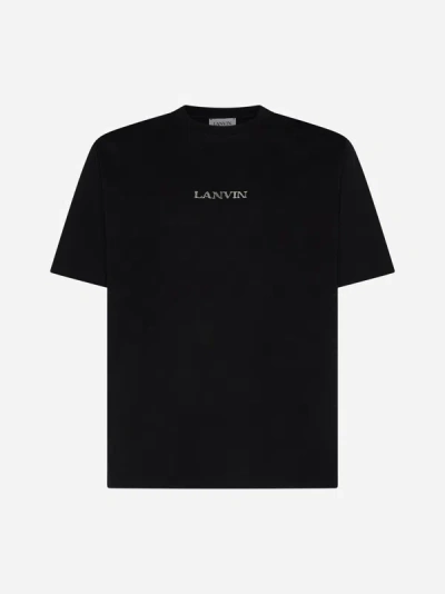 Shop Lanvin Paris Logo Cotton T-shirt In Black
