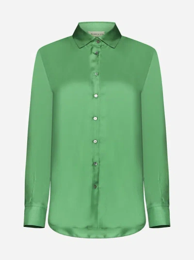 Shop Blanca Vita Catalpa Silk Shirt In Green