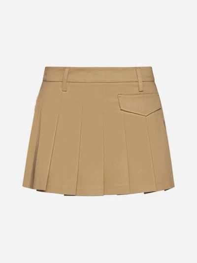 Shop Blanca Vita Gladio Cotton Miniskirt In Tan