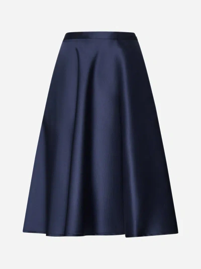 Shop Blanca Vita Glicyzia Satin Skirt In Navy