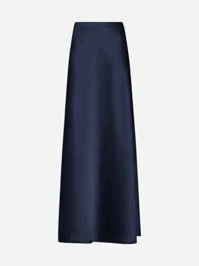 Shop Blanca Vita Ginestra Satin Long Skirt In Blue
