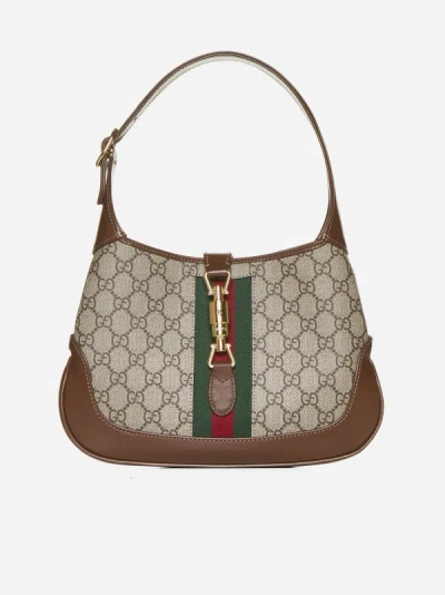 Shop Gucci Jackie 1961 Fabric Small Bag In Beige,ebony,brown