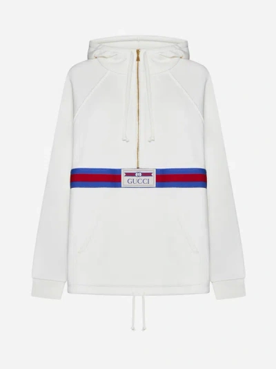 Shop Gucci Oversized Cotton Hoodie In Ivory