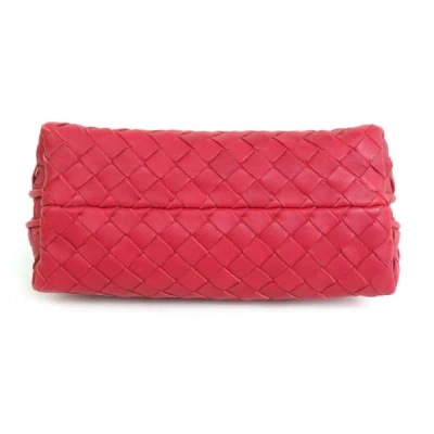 Shop Bottega Veneta Intrecciato Red Leather Clutch Bag ()