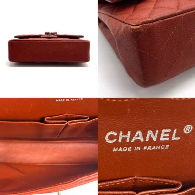 Pre-owned Chanel Double Flap Brown Leather Shoulder Bag ()