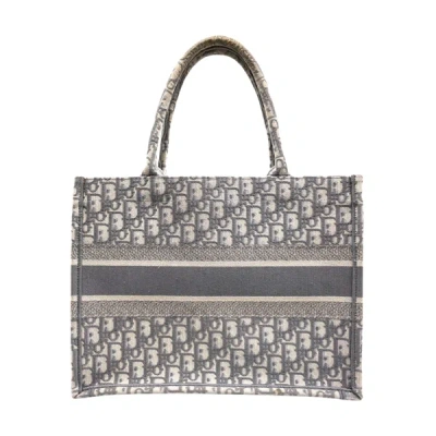 Shop Dior Book Tote Grey Canvas Tote Bag ()