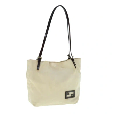 Shop Fendi Beige Canvas Shoulder Bag ()