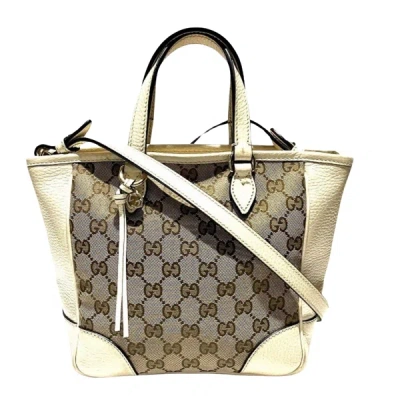 Shop Gucci Bree Brown Canvas Tote Bag ()
