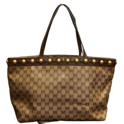 Shop Gucci Gg Crystal Brown Crystal Tote Bag ()