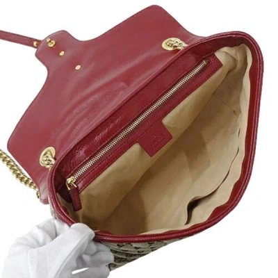 Shop Gucci Gg Marmont Brown Canvas Shoulder Bag ()