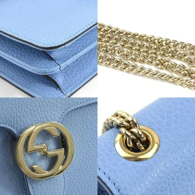 Shop Gucci Interlocking Blue Leather Shoulder Bag ()
