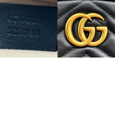 Shop Gucci Marmont Black Leather Shoulder Bag ()
