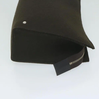 Shop Hermes Hermès Black Wool Clutch Bag () In Brown
